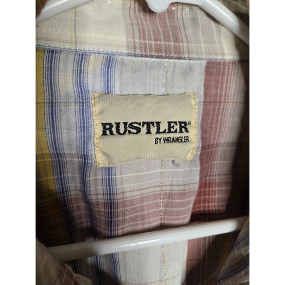 Rustler By Wrangler Vintage Pearl Snap SS Top With Silver Thread - Picture 4 of 8